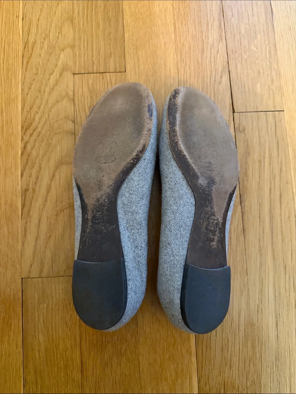 Tory Burch Light Gray Suede Logo Ballet Flats